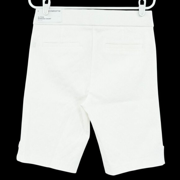 Liz Claiborne Women's Pull-on Alyssa White Bermuda Shorts Sz 6 Comfort Waist NWT - Picture 2 of 14